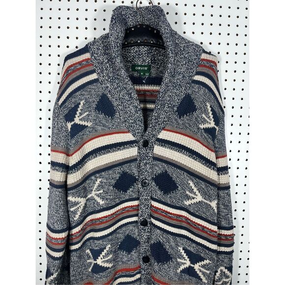 Orvis fair isle cardigan sweater size M - Picture 4 of 8